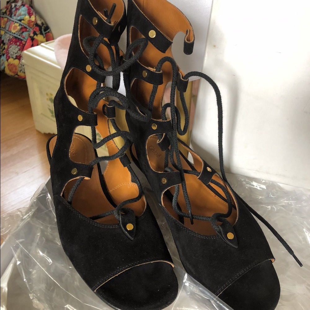 CHLOÉ black suede gladiator sandals - Picture 5 of 5
